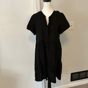 Francesca Bettini Made in Italy Linen Tiered Black Women's Dress GUC M